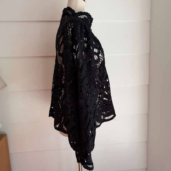 By Anthropologie Black Lace High Neck Blouse size M - Picture 6 of 9